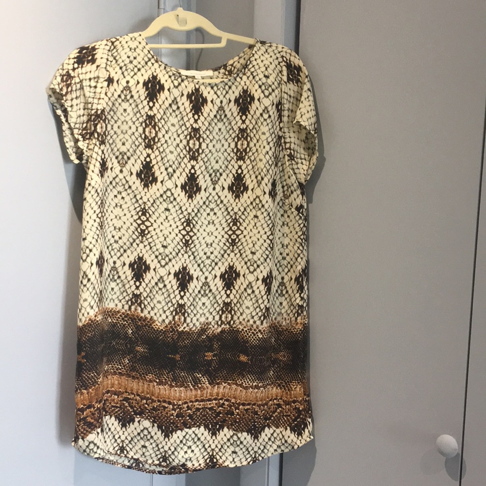 Brown and Cream Chiffon T-shirt dress